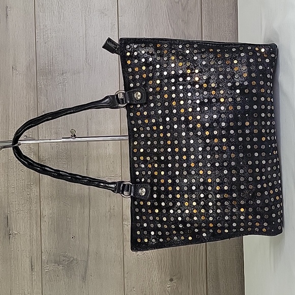 Patricia Nash Handbags - Patricia Nash Black Leather Zancona Studded Shoulder Bag Tote Shoulder Bag